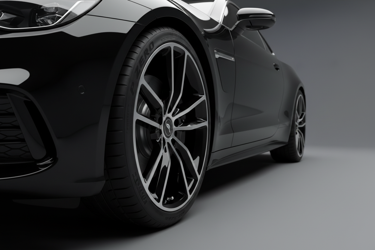 Schwarzes Auto und Reifen